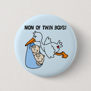 Twin Boys Mamma-Stork Tshirts och Gifts Knapp