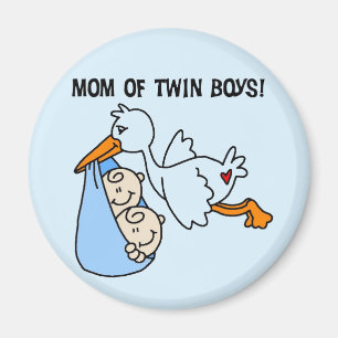 Twin Boys Mamma-Stork Tshirts och Gifts Magnet