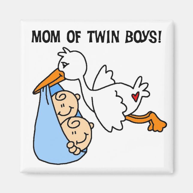 Twin Boys Mamma-Stork Tshirts och Gifts Magnet (Framsidan)