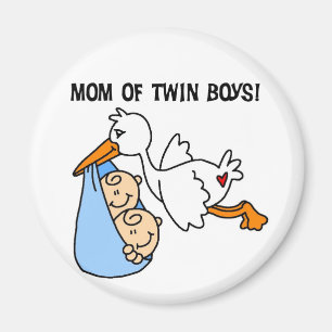 Twin Boys Mamma-Stork Tshirts och Gifts Magnet