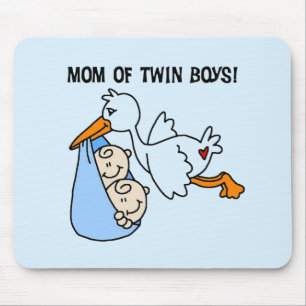 Twin Boys Mamma-Stork Tshirts och Gifts Musmatta