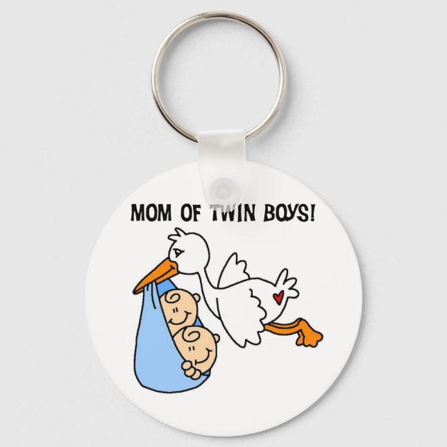 Twin Boys Mamma-Stork Tshirts och Gifts Nyckelring (Framsida)