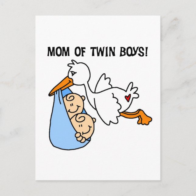 Twin Boys Mamma-Stork Tshirts och Gifts Vykort (Framsida)