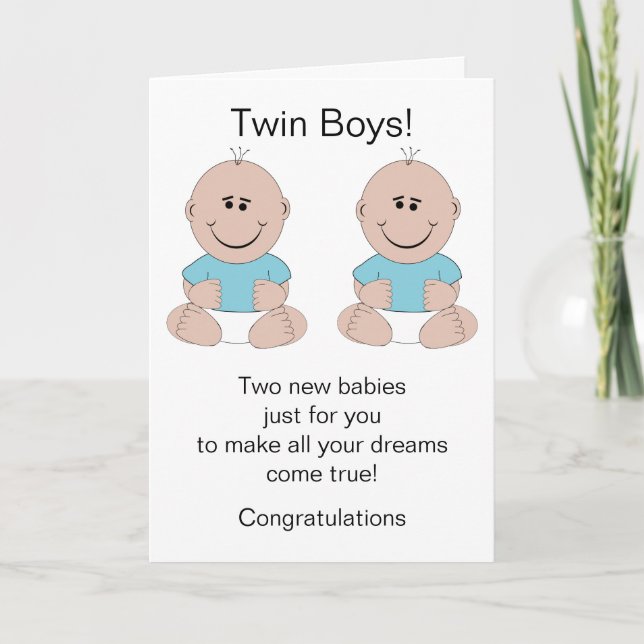Twin Boys New Born Baby Kort (Framsida)