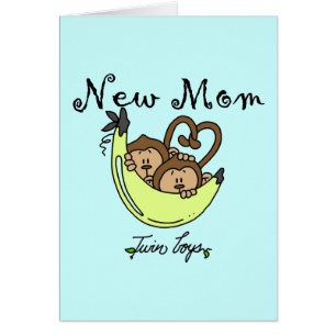 Twin Boys New Mamma Tshirts och Gifts Hälsningskort
