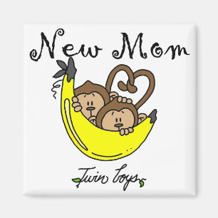 Twin Boys New Mamma Tshirts och Gifts Magnet