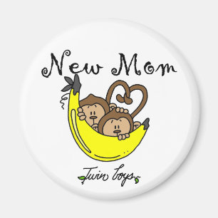 Twin Boys New Mamma Tshirts och Gifts Magnet