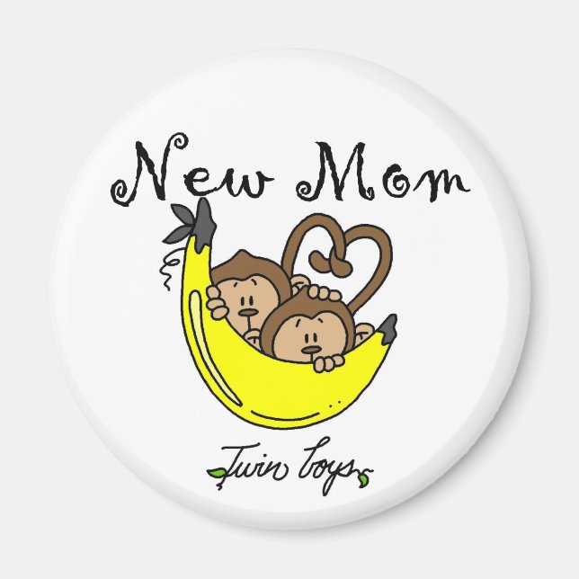 Twin Boys New Mamma Tshirts och Gifts Magnet (Framsidan)