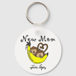 Twin Boys New Mamma Tshirts och Gifts Nyckelring