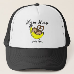 Twin Boys New Mamma Tshirts och Gifts Truckerkeps