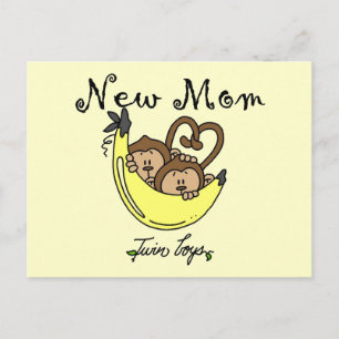 Twin Boys New Mamma Tshirts och Gifts Vykort