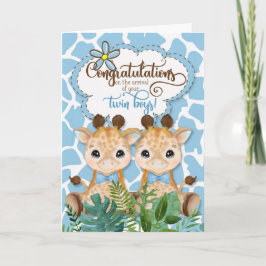 Twin Boys Nyfödd bebis Jungle Theme Grattiss Kort