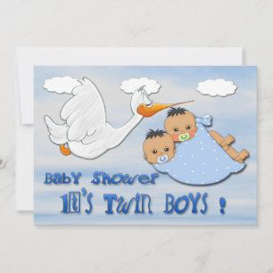 Twin Boys - Stork Baby Shower-inbjudningar Inbjudningar