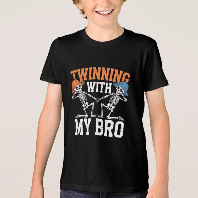 Twin Boys Twinning Halloween Best Friend Matching T Shirt (Framsida)