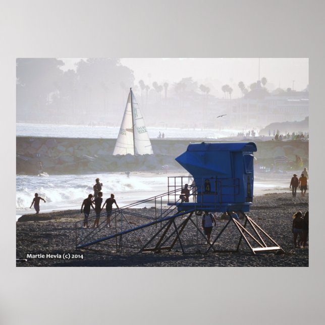 Twin Bridges Lifeguard House & Sailboat II Poster (Framsidan)