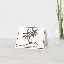 Twin Brown Tropical Handflatan Träd Personlig Tack Kort
