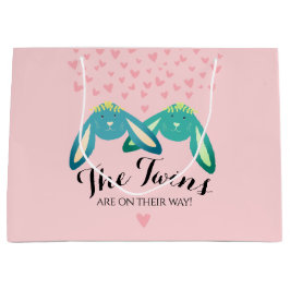 Twin Bunnies Baby Shower Cute Pastel Rosa Party