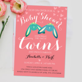 Twin Bunnies Baby Shower Pastel Färg Party Invit Inbjudningar