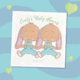 Twin Bunnies Baby Shower White Pappersservett