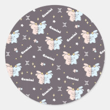 Twin Bunnies Embrace - Gemini Zodiac Constellation