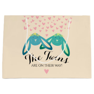 Twin Bunny Loely Baby Shower Light Gult Party