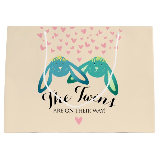 Twin Bunny Loely Baby Shower Light Gult Party (Framsidan)