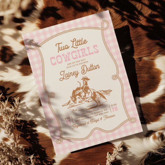Twin Cowgirl Baby Shower Invitation Inbjudningar (Skapare uppladdad)