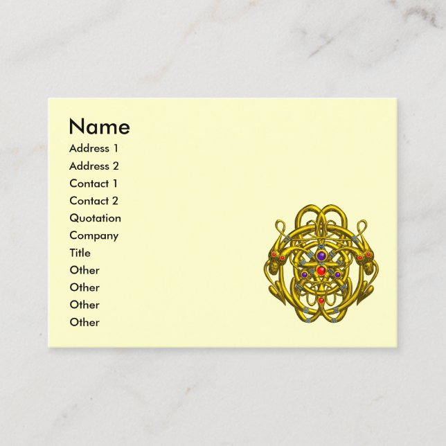 TWIN DRAGONS GULD CELTIC KNOTS Black Cream Visitkort (Framsida)