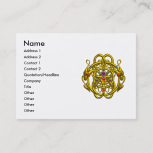 TWIN DRAGONS / GULD CELTIC KNOTS Lila White Visitkort