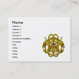 TWIN DRAGONS / GULD CELTIC KNOTS White Visitkort