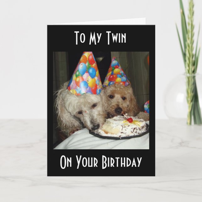 TWIN DUBBLA KÄRLEK, DUBBLA HUNDAR DUBBLA BIRTHDAY KORT (Framsida)