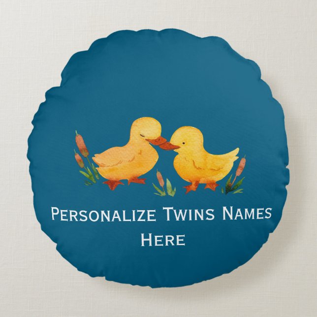 Twin Ducklings Rund Kudde (Framsidan)