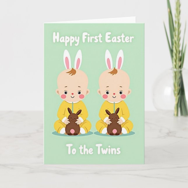 Twin Easter Bunny Art Card Kort (Framsida)
