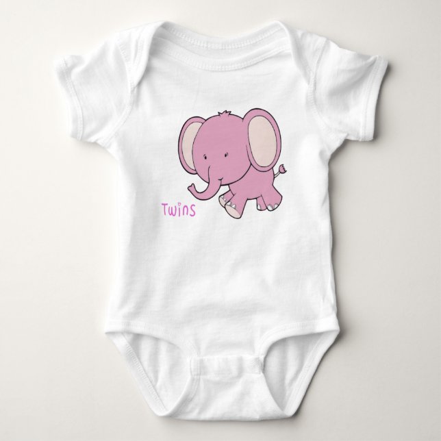 Twin Elephant baby onsie Tröja (Framsida)