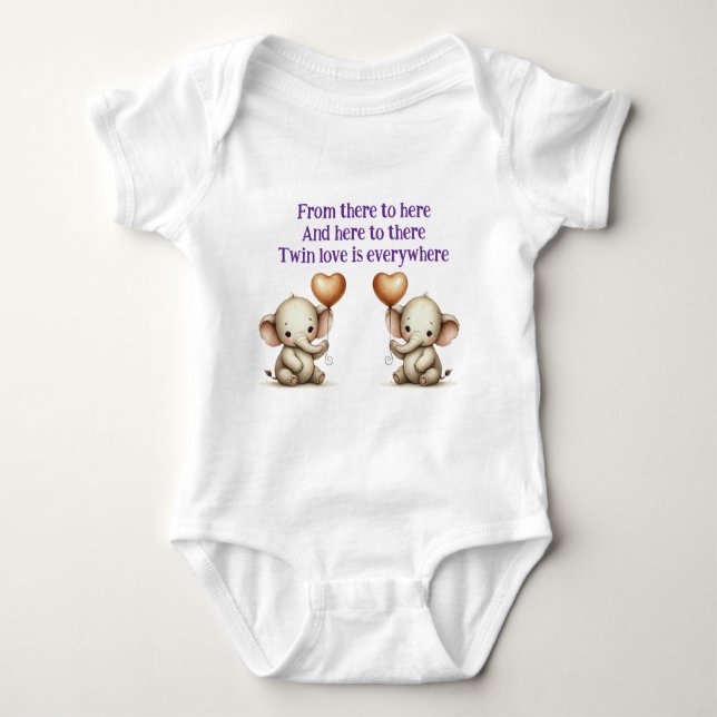 Twin Elephant Kärlek T Shirt (Framsida)