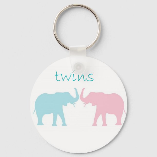 Twin Elephant Rosa and Blue Nyckelring (Framsida)