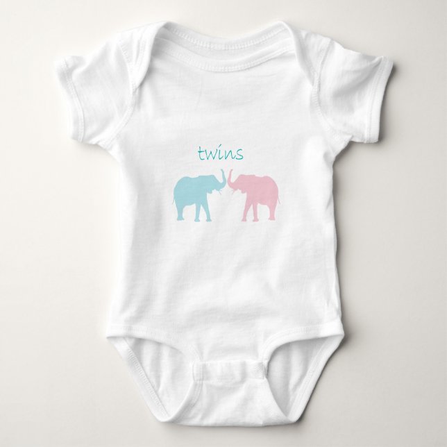 Twin Elephant Rosa and Blue T-shirt (Framsida)