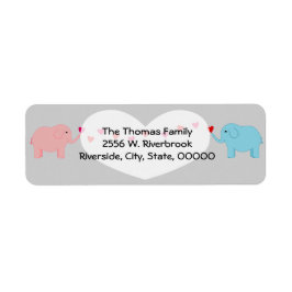 Twin Elephants Boy Return-etikett Returadress Etikett