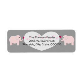 Twin Elephants Girls-etikett Returadress Etikett