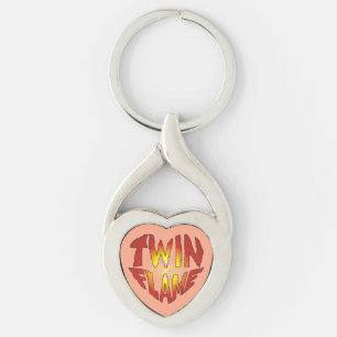 Twin Flame Heart Twisted Heart Silverfärgad Nyckelring