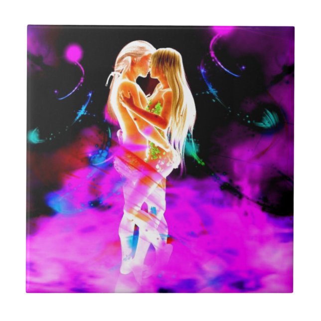 TWIN FLAME psychedelic Kakelplatta (Framsidan)