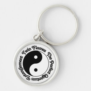 Twin Flames Quantum Entanglement Yin Yang Rund Silverfärgad Nyckelring