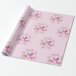 Twin Flamingos i Rosa Presentpapper