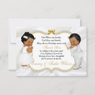 Twin Flicka Boy Baptism Guld Kor Tack Kort
