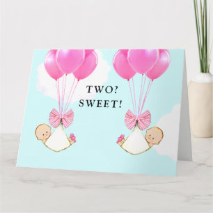 Twin Flicka Gratulerar Kort
