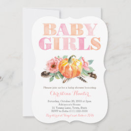 Twin Flicka Pumpkin Free Spirit Baby Shower Inbjudningar