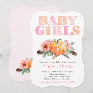 Twin Flicka Pumpkin Free Spirit Baby Shower Inbjudningar
