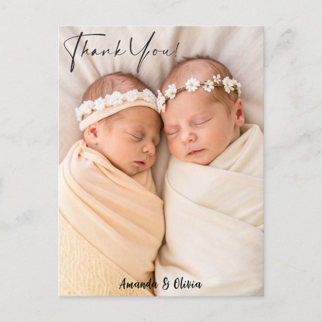 Twin Flicka Tack Birthday Postca Vykort (Framsida)