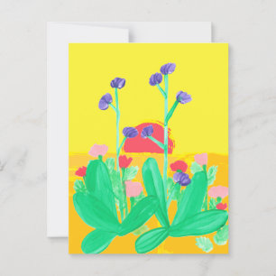Twin Flowers and Sunset Postcard Vykort