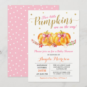 Twin Girl Baby Shower Cute Rosa Little Pumpkin Inbjudningar